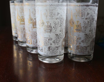 Colony Gold Midcentury Barware Frosted - 8 glasses