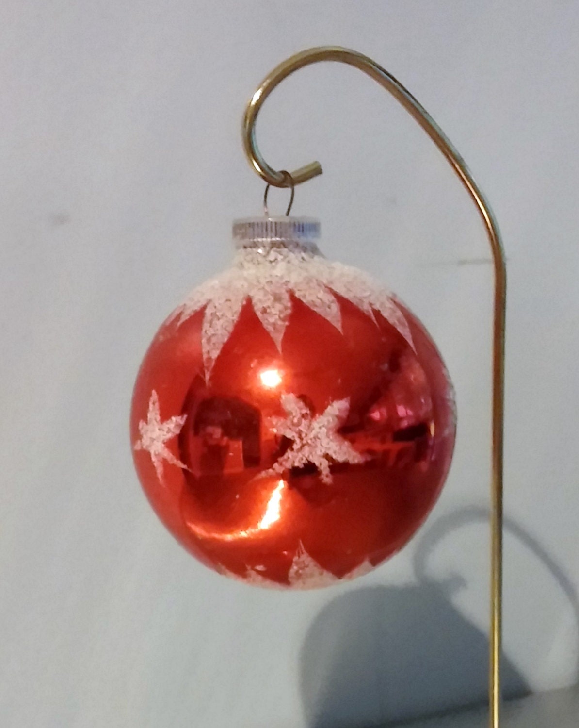 large vintage christmas ornament red and white mica stars large vintage christmas ornament red and white mica stars