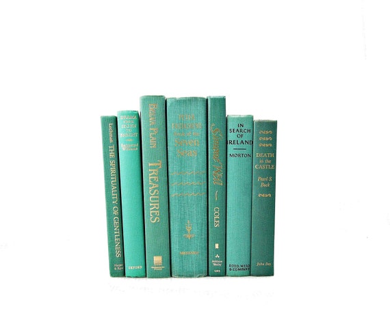 EMERALD TEAL GREEN Decorative Books Book Collection Set Book