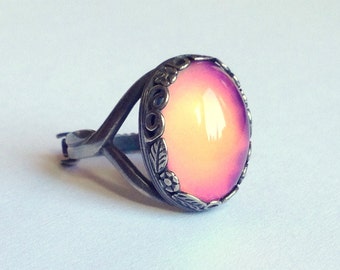 Mood Ring Sterling Silver 925 - 18x13 mm - High Quality - adjustable - new