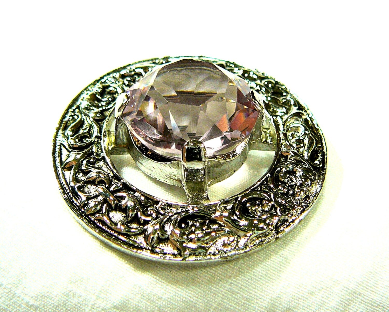 Vintage Scottish Dress Sash Pin Lavender Quartz Brooch