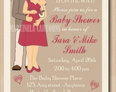Red coed baby shower invitation, parents to be baby shower invite, hearts printable invitation. JPG, PDF Il_170x135