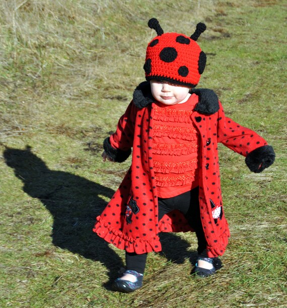 Red Ladybug Hat Crochet Baby Hat Toddler Girls Knit by ToryMakes