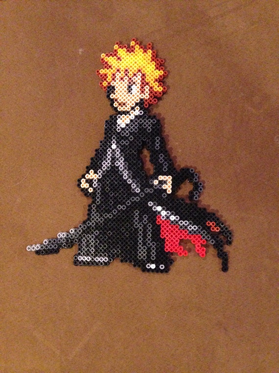 Items similar to Ichigo from Bleach Perler Bead Sprite on Etsy