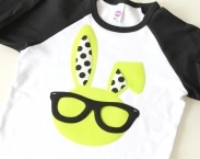 Easter Neon Geek Bunny Hipster Raglan T Shirt Black Glasses Stripe Polka Dots Boys Girls