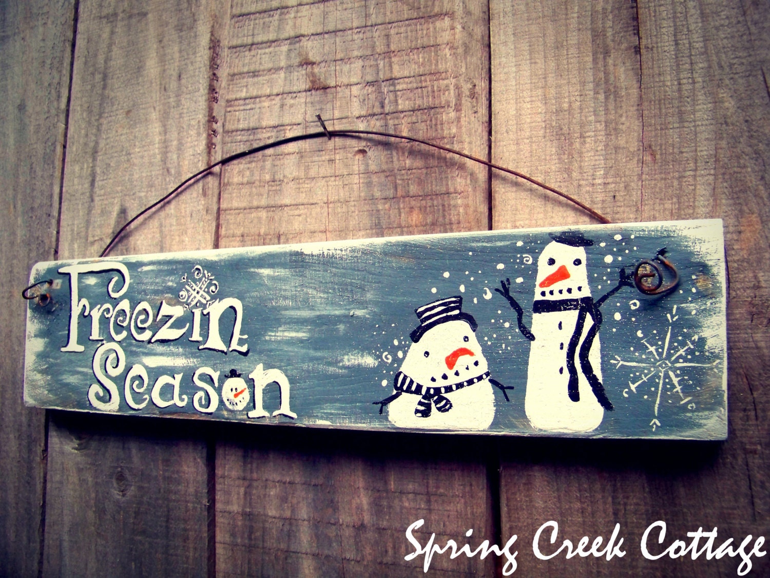 Whimsical, Primitive, Hand-painted Holiday Wooden Sign