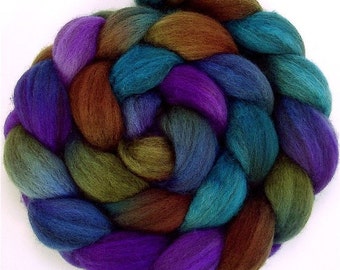 Handpainted Heathered BFL Wool Roving - 4 oz. CALYPSO - Spinning Fiber