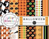 50% off Halloween Digital Papers pumpkins, witches, spider webs, bats scrapbooking paper INSTANT DOWNLOAD Il_170x135