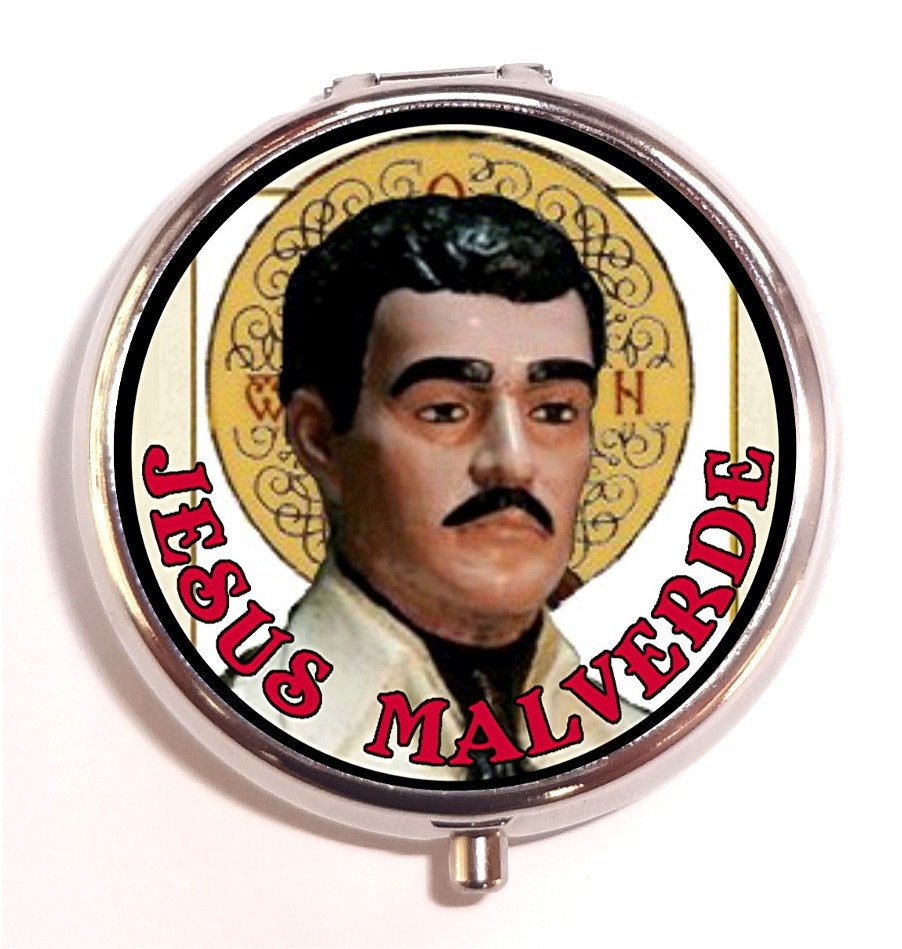 Jesus Malverde Pillbox Patron Saint of Drug Dealers Pill Box Case Holder - il_fullxfull.516864821_m8h1