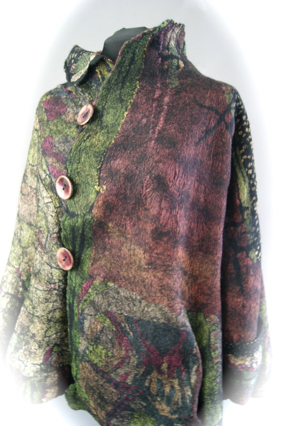 Items similar to Nuno Felted Reversible Swing Jacket Size M/L a ...