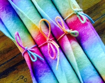 hand painted pure wool felt rainbow stripes 22x22cm craft stitching