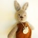 Natural Stuffed Animal Toy, Bunny Rabbit, Beau, handKnit by Woolies, Ready to Ship