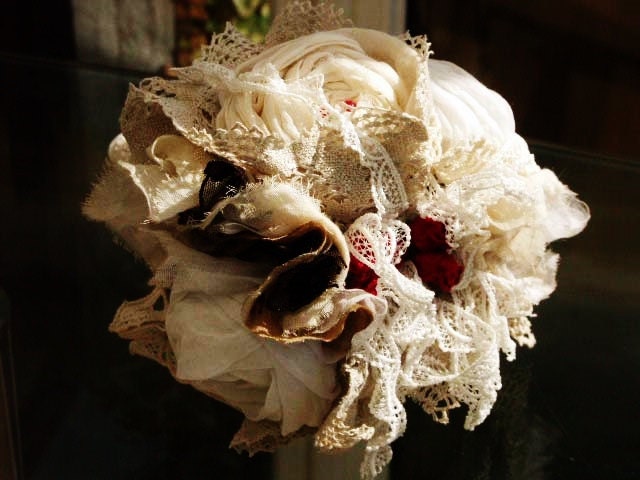 Wedding Bridal Bouquet Vintage Fabric 'RAGDOLL' Bridal