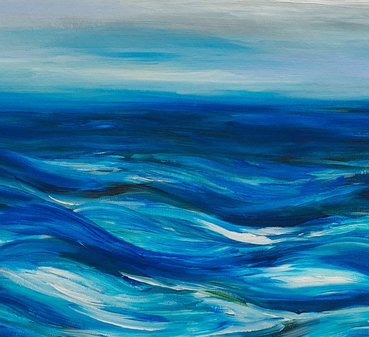 Original painting abstract sea Wave large art landscape by elseart