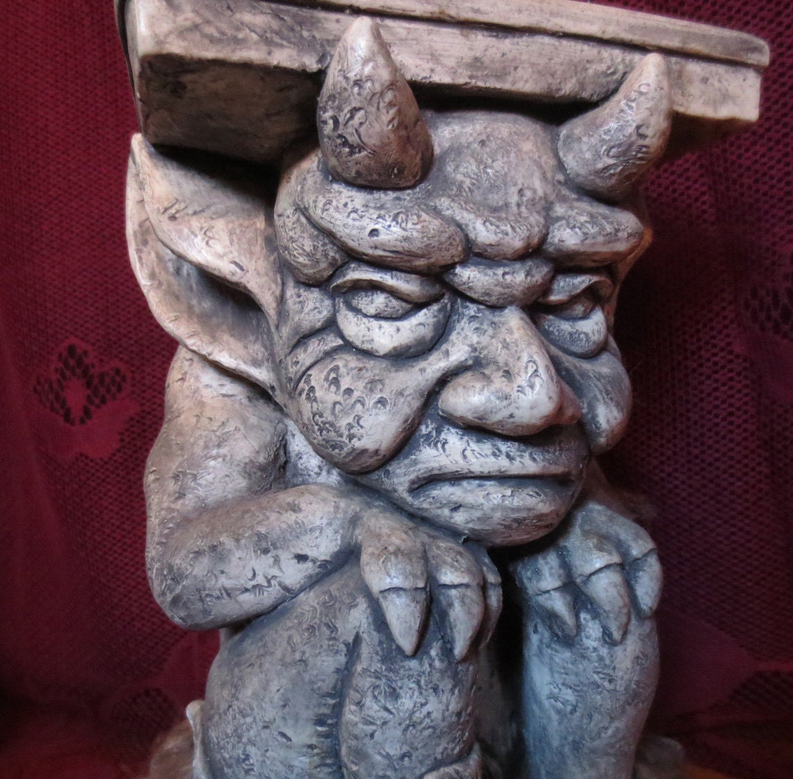 Gothic Horned Gargoyle Demon Statue Plant Candle Holder