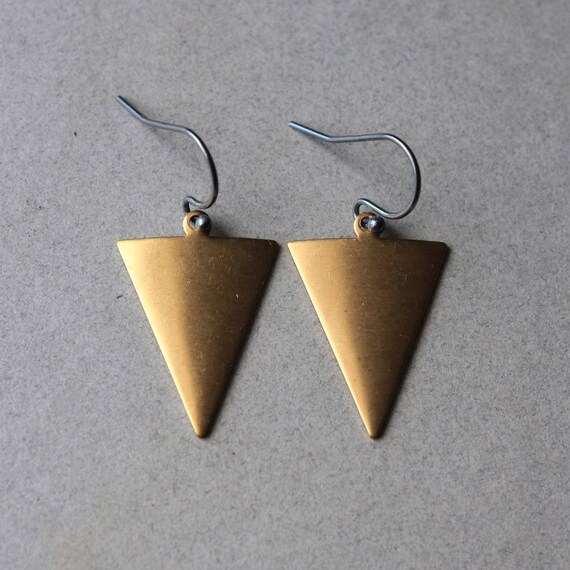Sale Brass Charm Earrings Geometric Jewelry by juliegarland