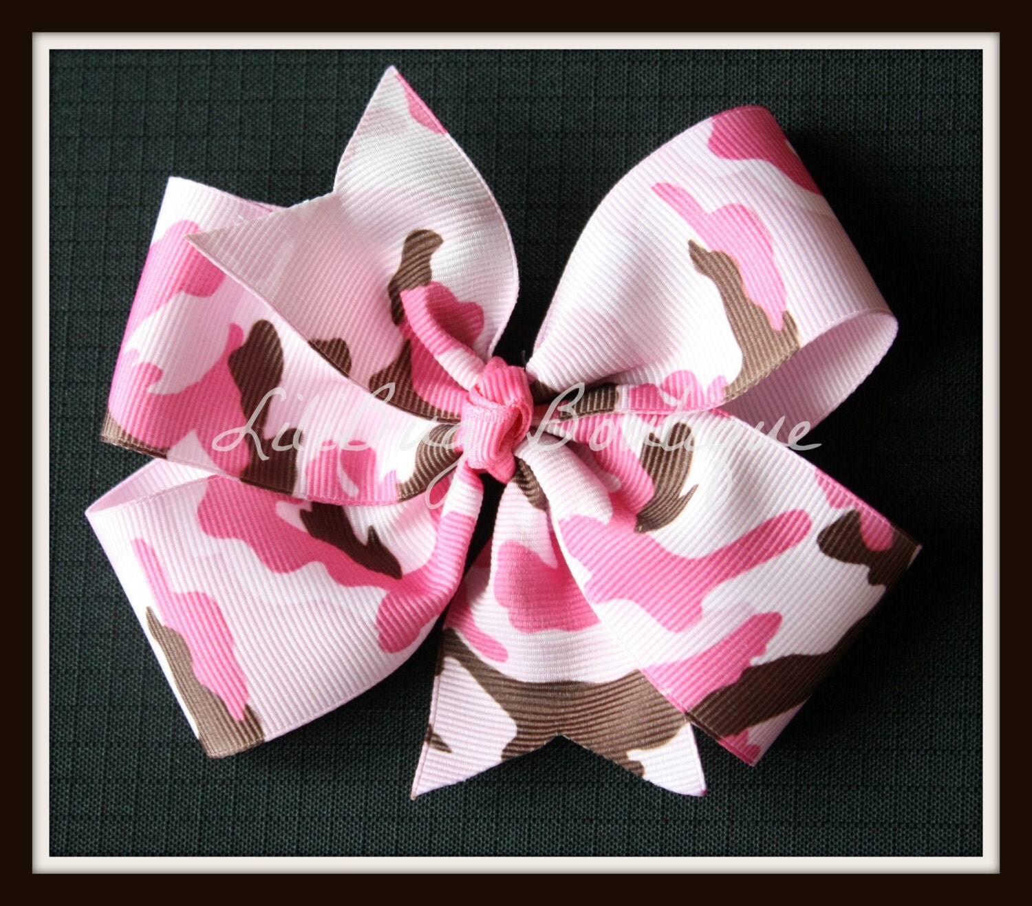 LiliBug Pink Camo Camoflauge Hair Bow Ready to Ship