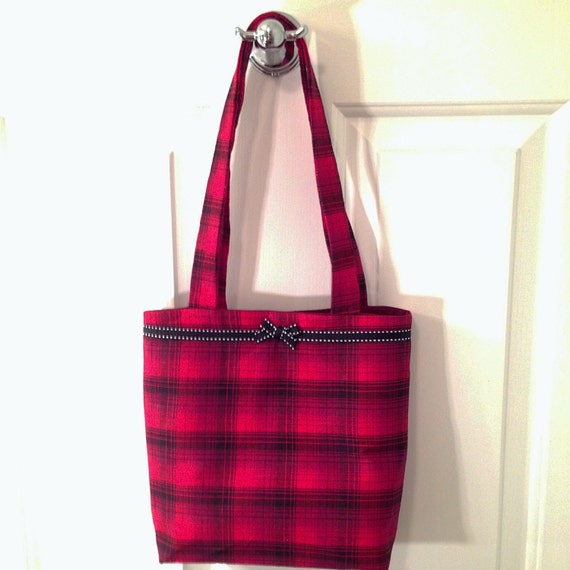 red tartan bag