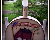 Saltbox Americana Electric Primitive Candle Light Hand Painted Home Decor