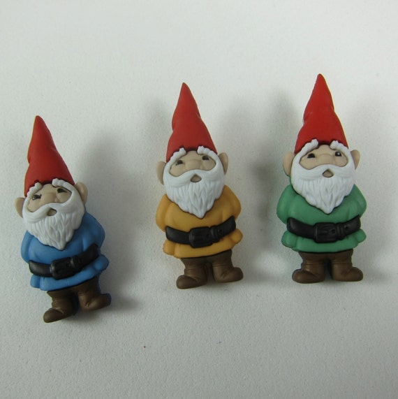 Garden Knomes Novelty Buttons by forbeadintreasures on Etsy