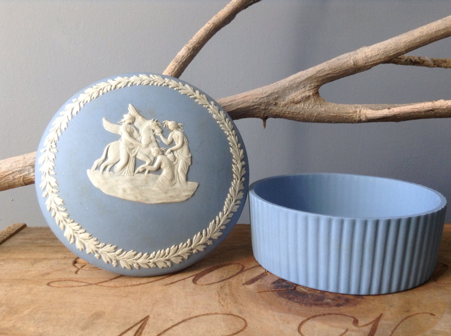 VINTAGE BLUE...Wedgewood China vanity gift bride wedding