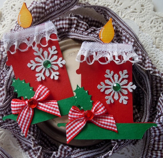 Christmas Candle EmbellishmentsSet Of 2 by sarasscrappin on Etsy