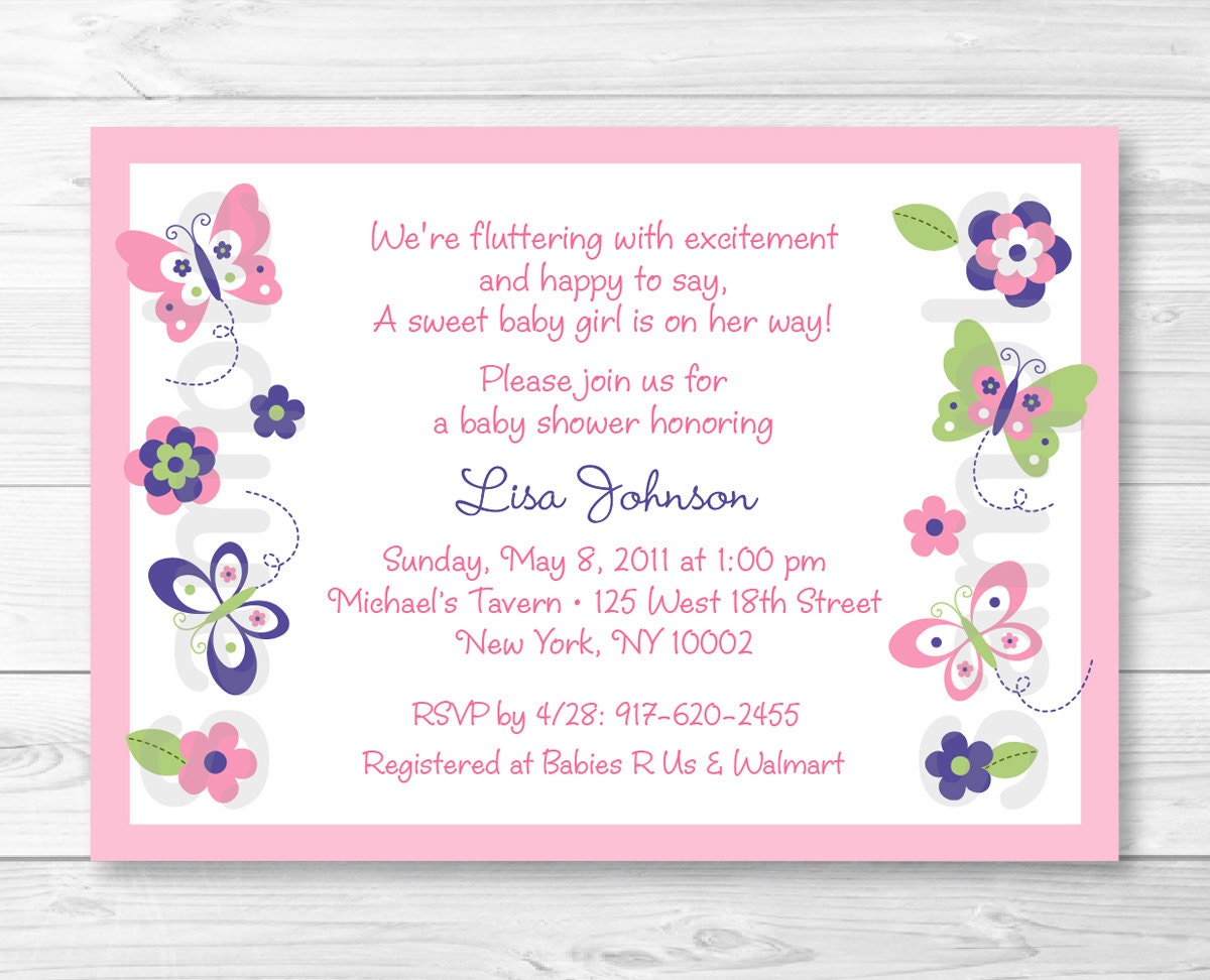 Cute Pink Butterfly Baby Shower Invitation / Butterfly Baby