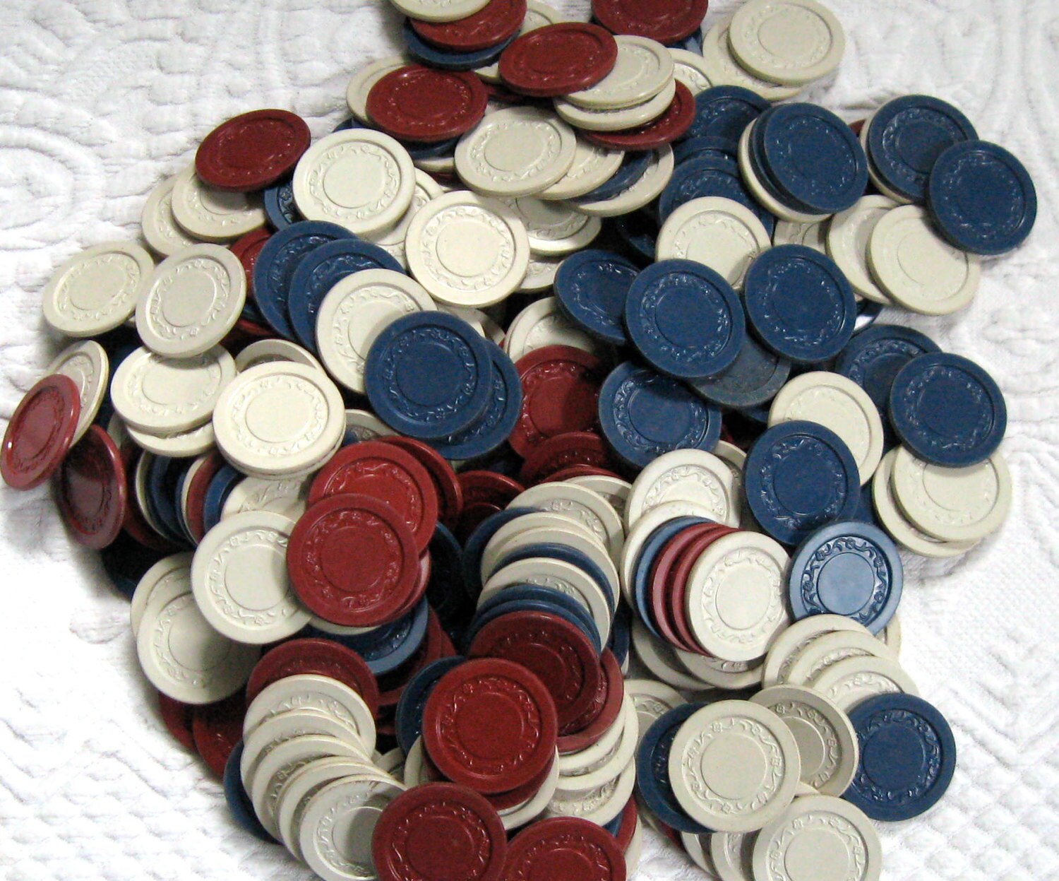 Vintage Poker Chips Red White and Blue by vintagous on Etsy