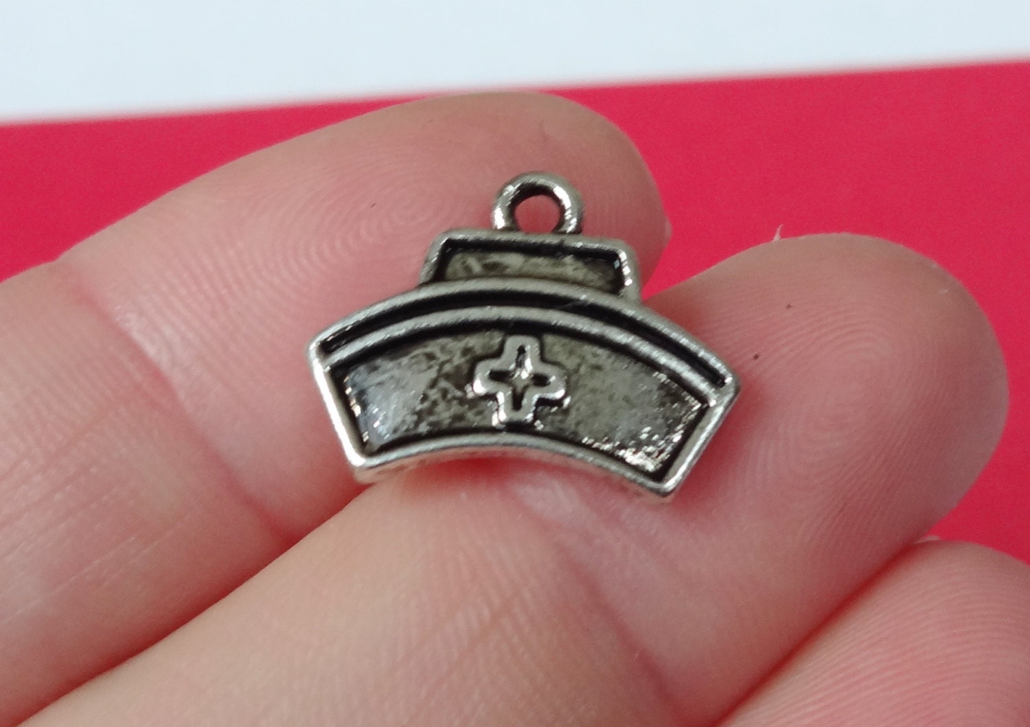 50 BULK Nurse Hat Charms 11x18x1.5mm Hole Approx. 1.5mm