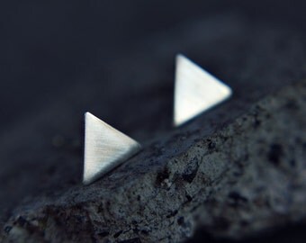 Sterling silver triangle earrings - triangle studs - minimalist earrings - - modern jewelry - edgy simple posts - geometric studs