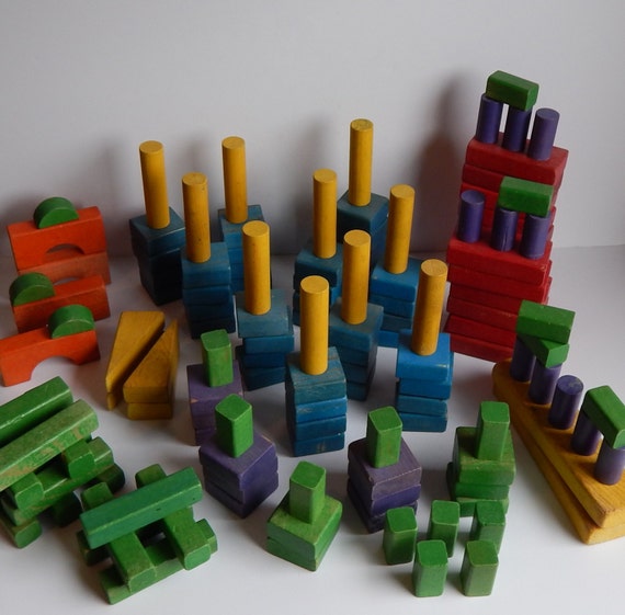 Vintage Playskool Wooden Blocks by SolaChristine on Etsy