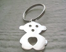 silver teddy bear keychain