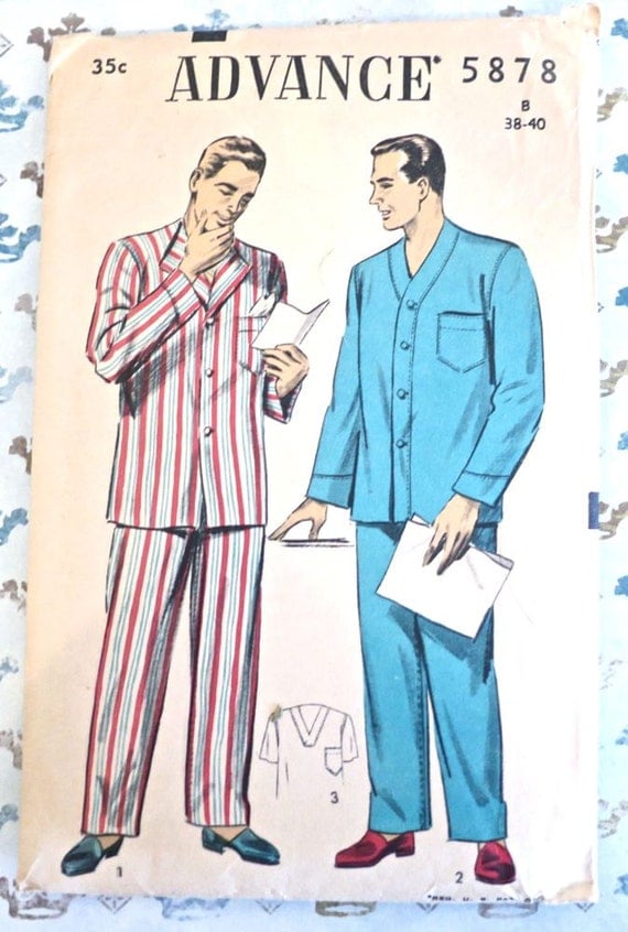 Vintage 1950s Mens Pajamas Pattern - Advance 5878 from Fragolina on ...
