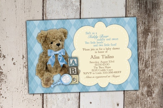 Vintage Teddy Bear Baby Shower Invitations 1
