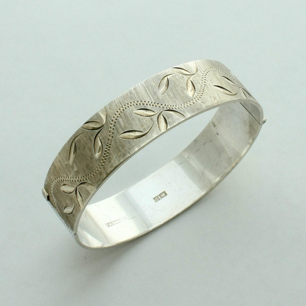 Vintage Sterling Silver Hinged Bangle Bracelet Hinged Bracelet