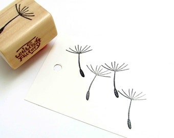 Hand Carved Rubber Stamp, Dandelion Seed
