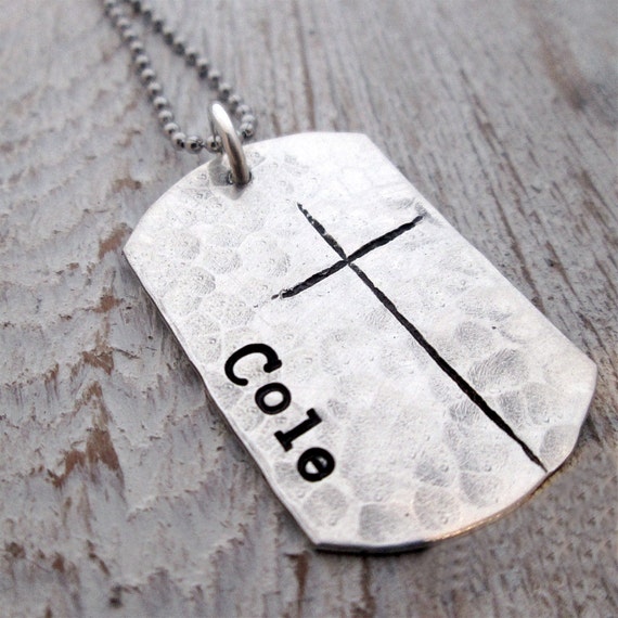 Father Day Personalized Necklace Dog Tag Necklace Cross