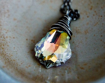Crystal Necklace, Swarovski Crystal, Crystal Jewelry, Rainbow Crystal, Sterling Silver, Prism, PoleStar,