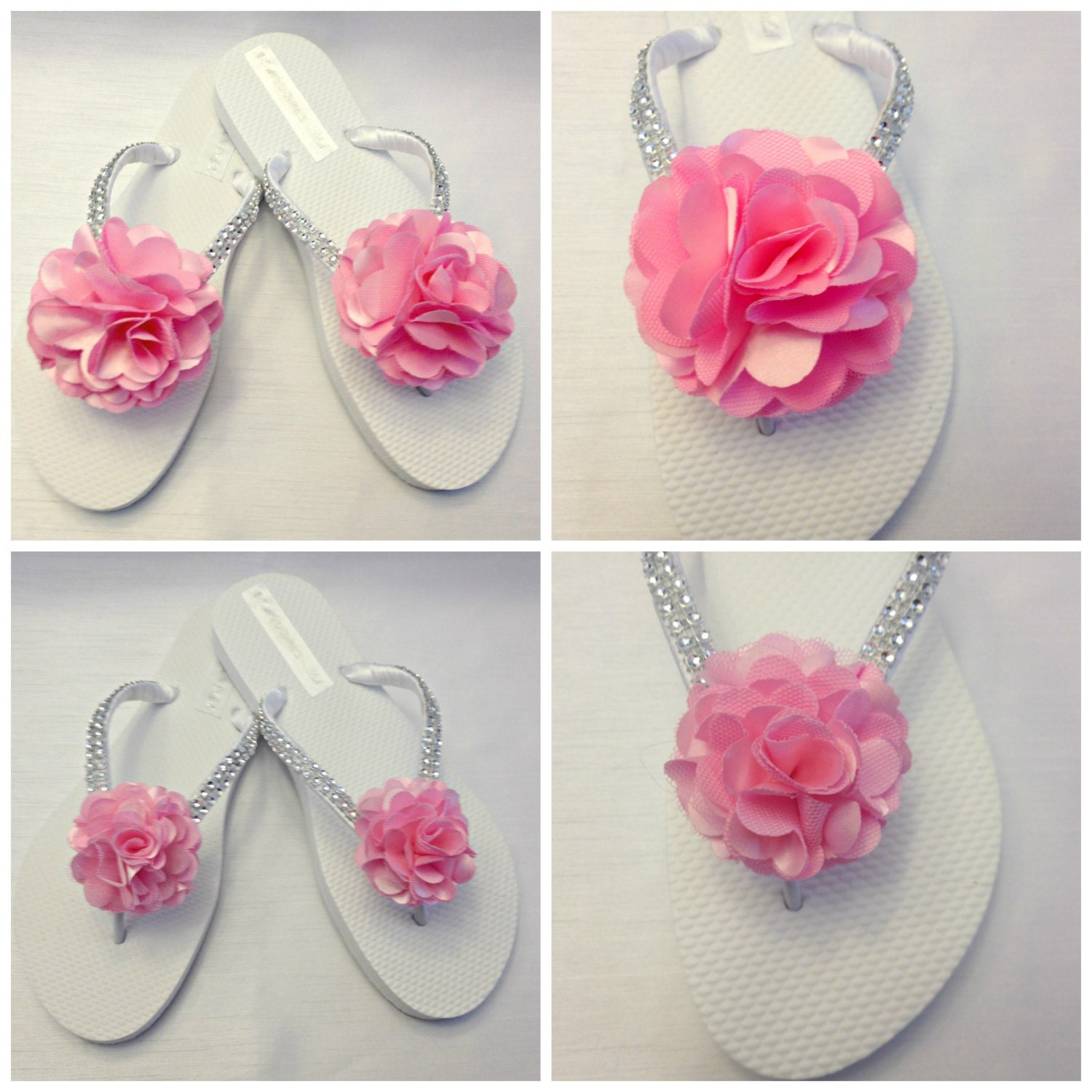 Bridesmaid Flip Flops Pink Flower Flip by APricelessPrincess