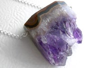 Huge Amethyst Necklace, Raw Purple Quartz Pendant, February Birthstone Jewelry