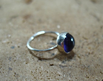 Hoop Earring Silver Gemstone SINGLE - Amtheyst Hoop Earring, Cartilage Hoop Earring, Forward Helix Earring, Gemstone Earring, Single Hoop