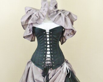 Black Cotton Overbust Lace Front and Back Corset-to fit 29-32" natural waist