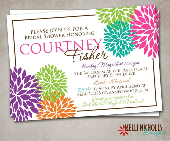 Custom Modern Floral Bloom Bridal Shower Invitation, Spring Wedding Shower Invite  - Digital or Printed