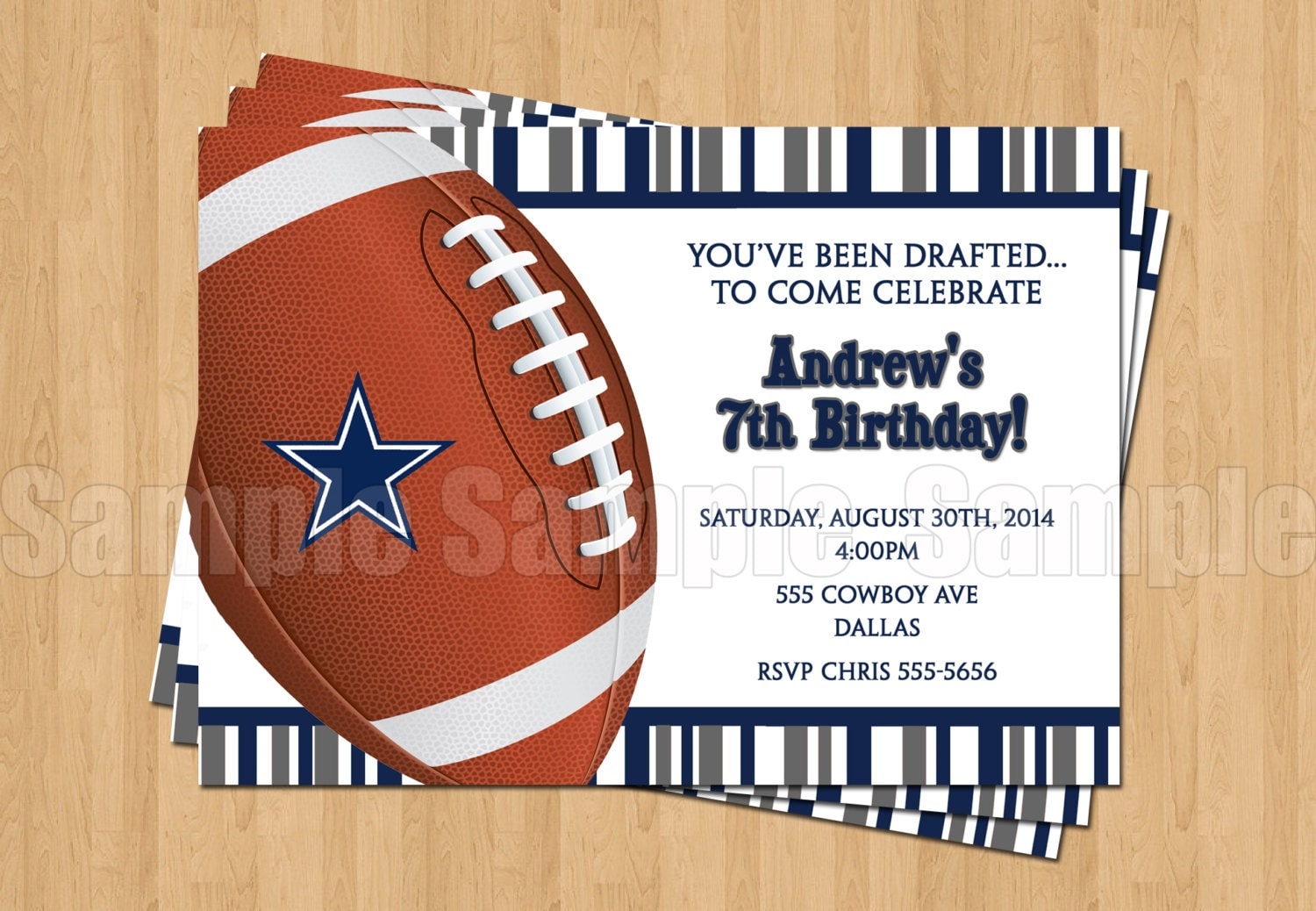 Dallas Cowboys Football Birthday Party Invitations Sports
