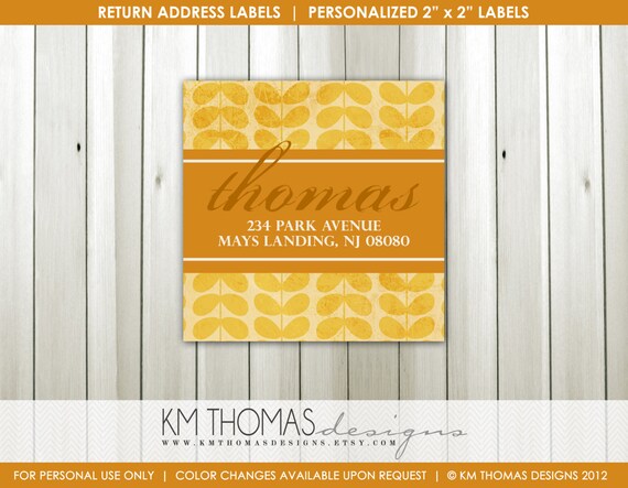 Apple Cider Return Address Label: Square Label - Fall Address Label - Orange Mod Leaves - Printable - #F107 Il_570xn