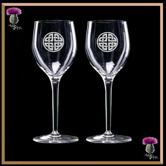 Lovers Knot Celtic Wine Glasses Engraved White Wine Set of
