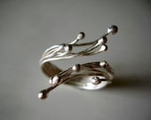 Sterling Silver Twig Ring Blossoming Branches Adjustable Ring