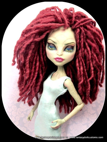 Monster High Doll Custom Ooak Wig Brick Red Woolen Hand Spun