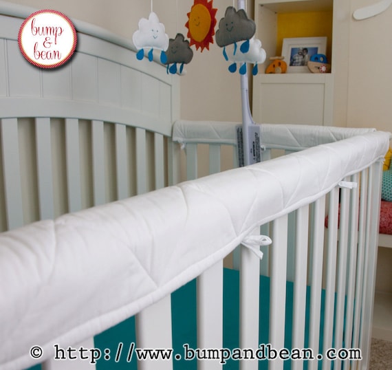 100 Natural Cotton Quilted Crib Teething Guards in by BumpAndBean