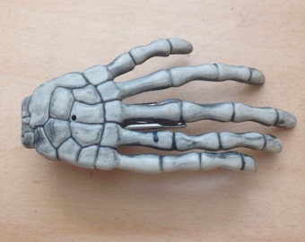 Handmade skeleton hand hair clip ooak diy 2x3 rockabilly halloween gothic